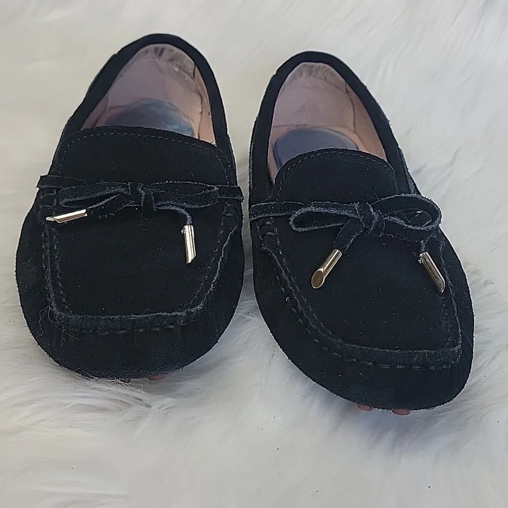 WOMEN'S Black Suede Slip On Preppy‎ Bohemian Moccasin Driving Loafer Shoes